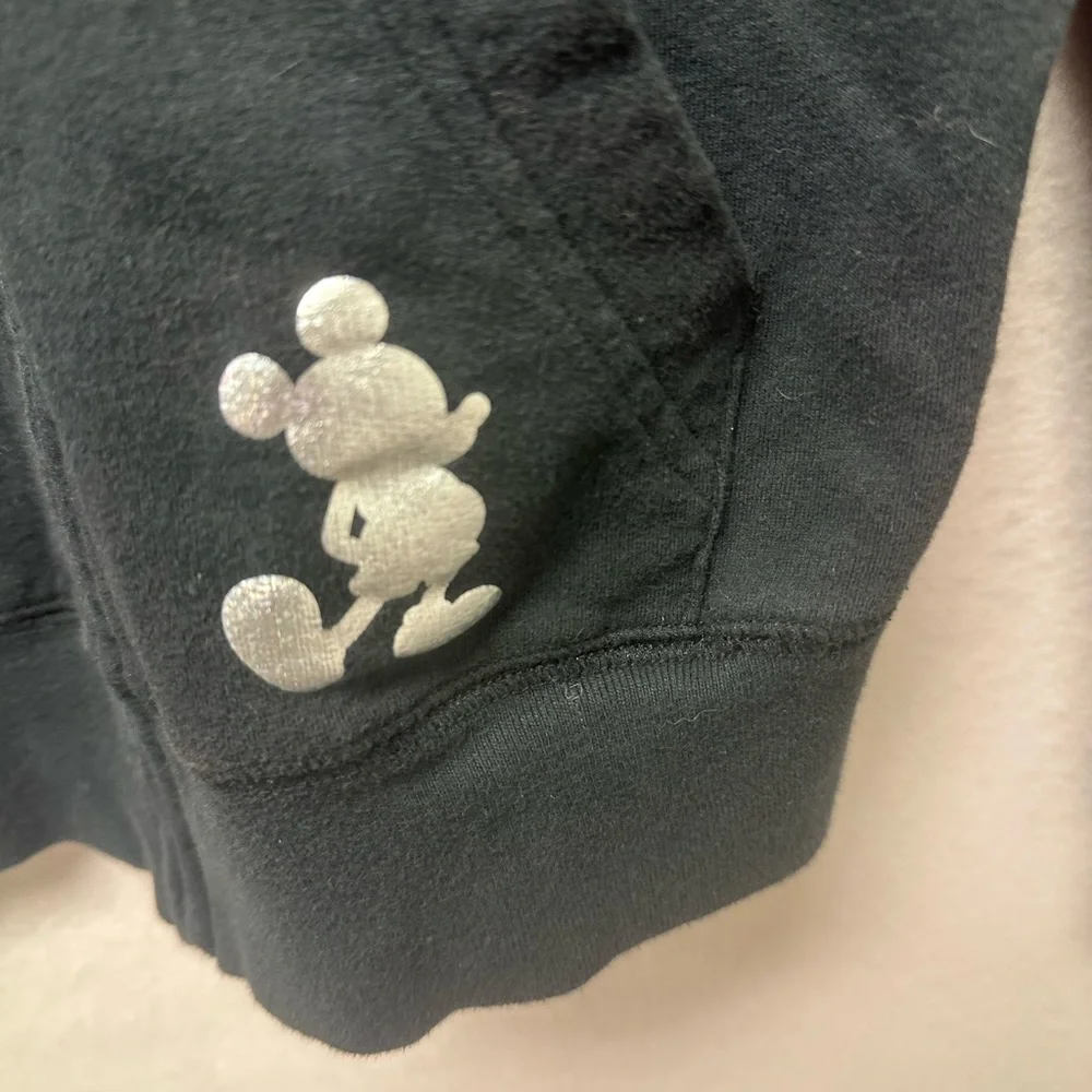 Women's Disney Parks Sequin Logo Full Zip Hooded Sweatshirt Black XS Mickey - Picture 3 of 9